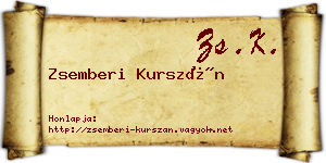 Zsemberi Kurszán névjegykártya